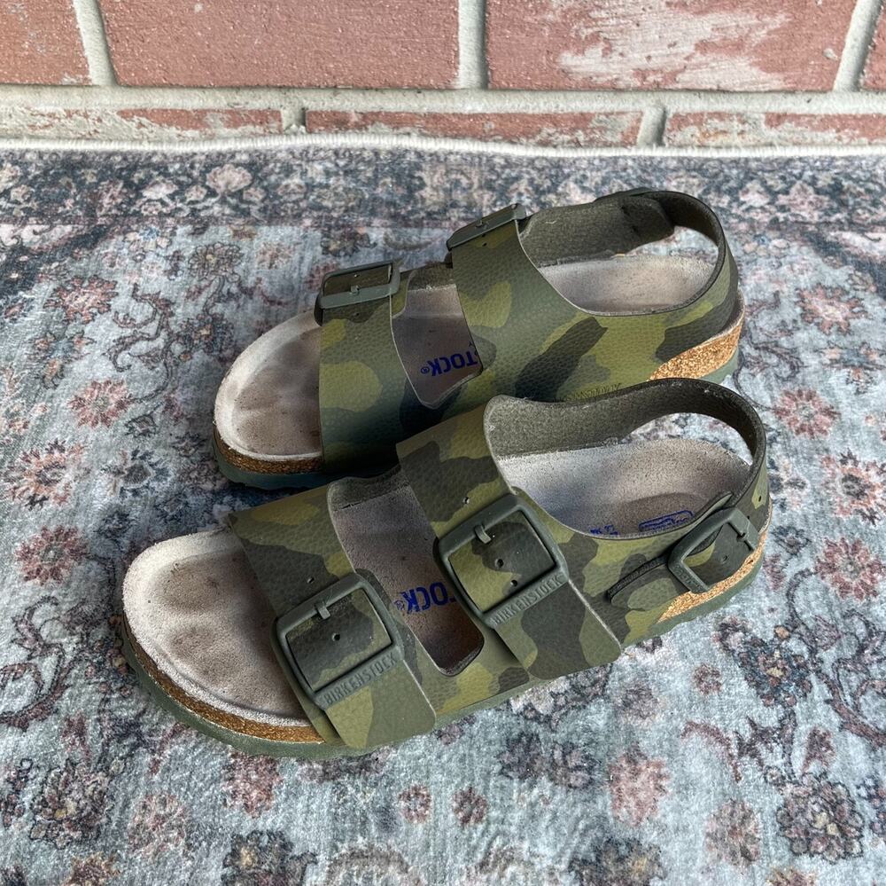 Birkenstock Milano Soft Footbed Camo Green Sandal / EU 37 Men 4 Women 6